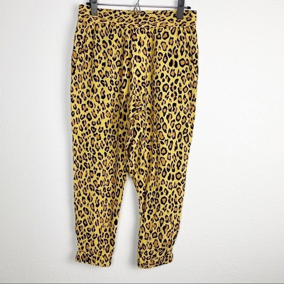 R13 Harem Jogger Pants in Yellow Leopard Small Elastic Waist Cheetah Casual - Picture 2 of 9